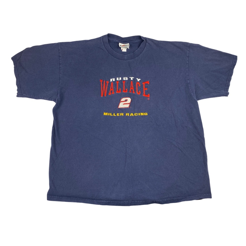 Vintage NASCAR Rusty Wallace Miller Racing T Shirt Men Size XXL USA Nutmeg Mills
